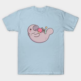 Funny Manatee Playing Table Tennis With Its Paddle Tail T-Shirt